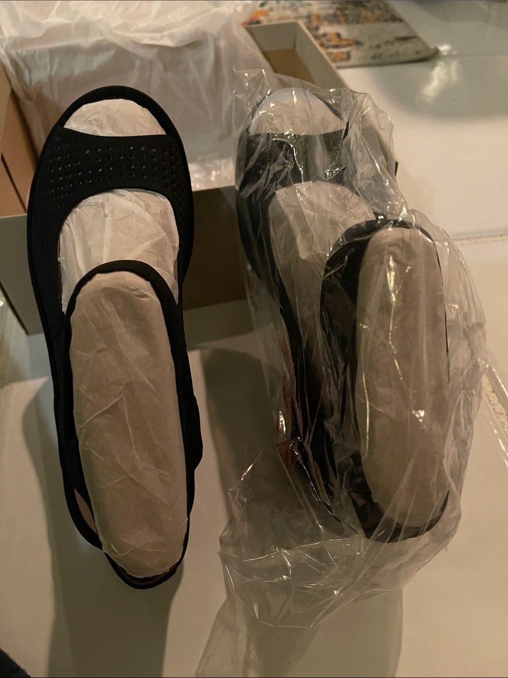 Clarks Black Open-Toe Slingback Sandals